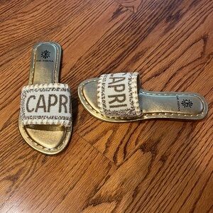 De Siena Woman’s Gold Capri Flat Sandals Size 37